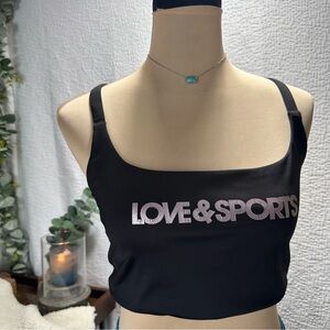 Love & Sport Race Track Black Crop Top Bra